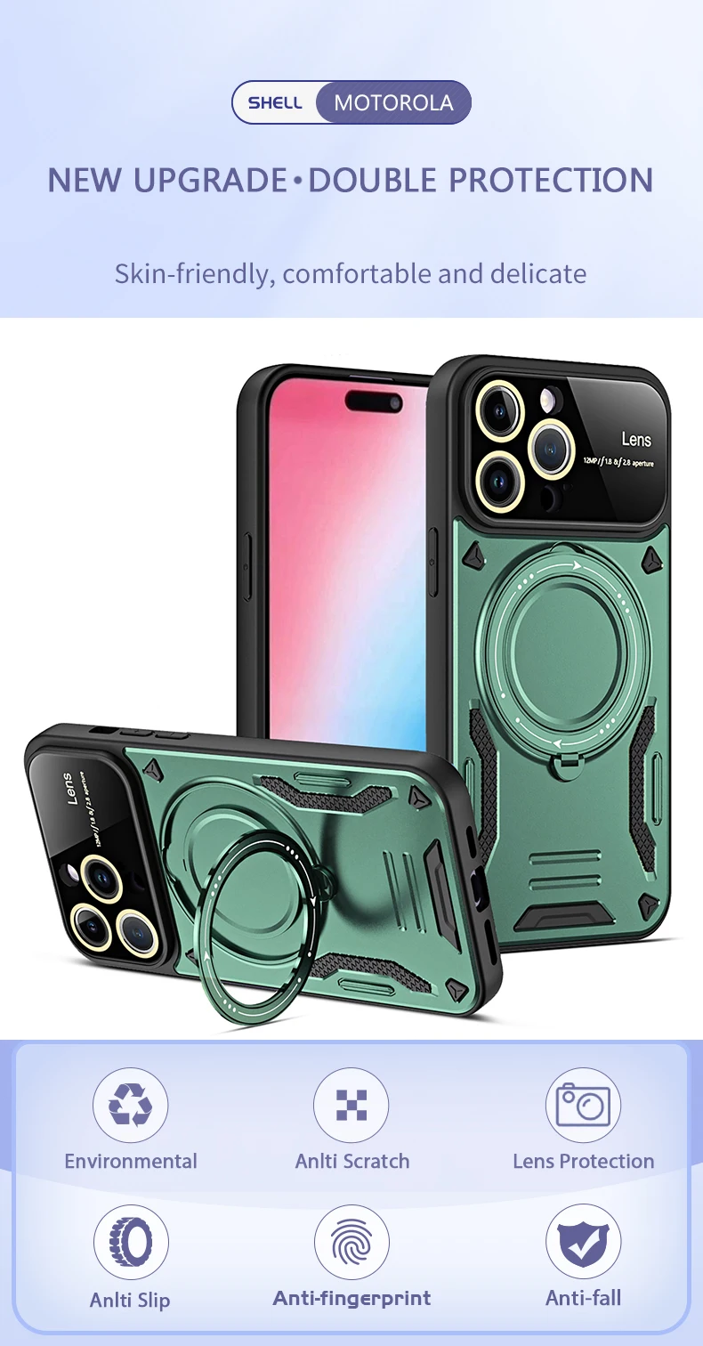 Bananq Magnetic Ring Stand Case For Motorola G84 G60 G53 G32 G22 4G G14 G13 E22 E22i E20 E13 Wireless Charging Phone_voghion.com