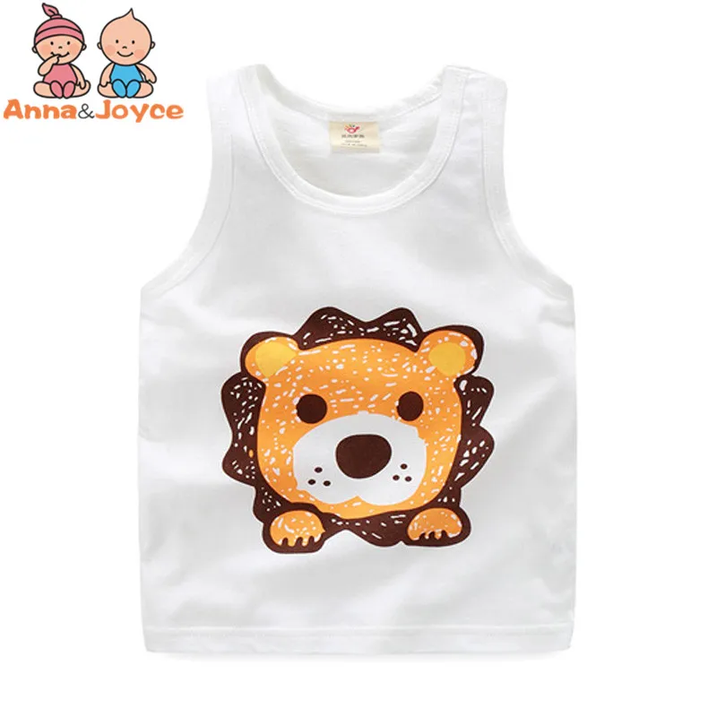 2-5 Years Children Vest Tops  Baby Summer Boy Tops Frog Cartoon Girl Cotton Sleeveless Kids Tank  Beach Camisoles