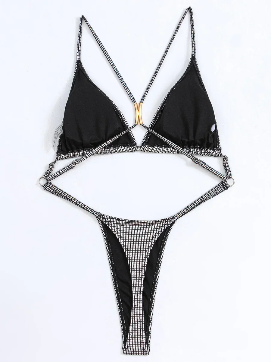 Shiny PU Leather Extreme Mini String Thong Monokini Backless