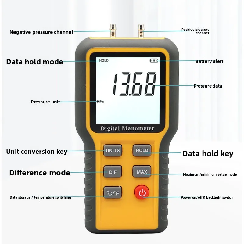 QX-1208 디지털 차압계 진공 바람압 자동차 수리 차압계-1205