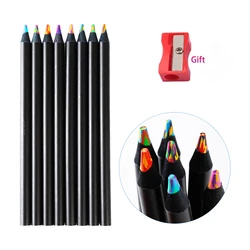 Set of 8 Vibrant Multicolored Wooden Pencils (8pcs Rainbow Pencil)