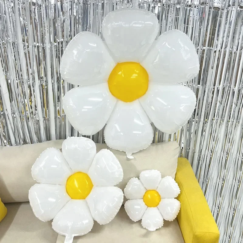 10/1 Stück Weiße Gänseblümchen-Ballons in Verschiedenen Größen Sonnenblumen-Folienballons Heliumballons für Kindergeburtstage und Babypartys – Detail 6