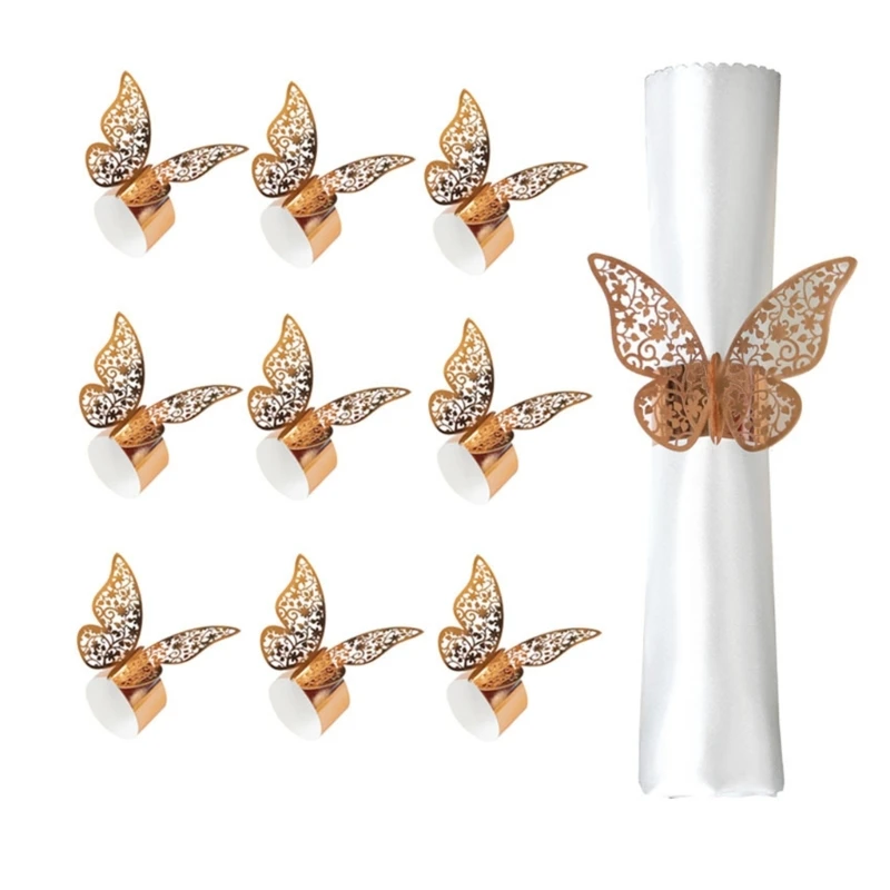 

50Pieces Butterfly Paper Napkin Holder Table Decoration Napkin Rings Restaurant Tissue Holder Dinner Table Decors