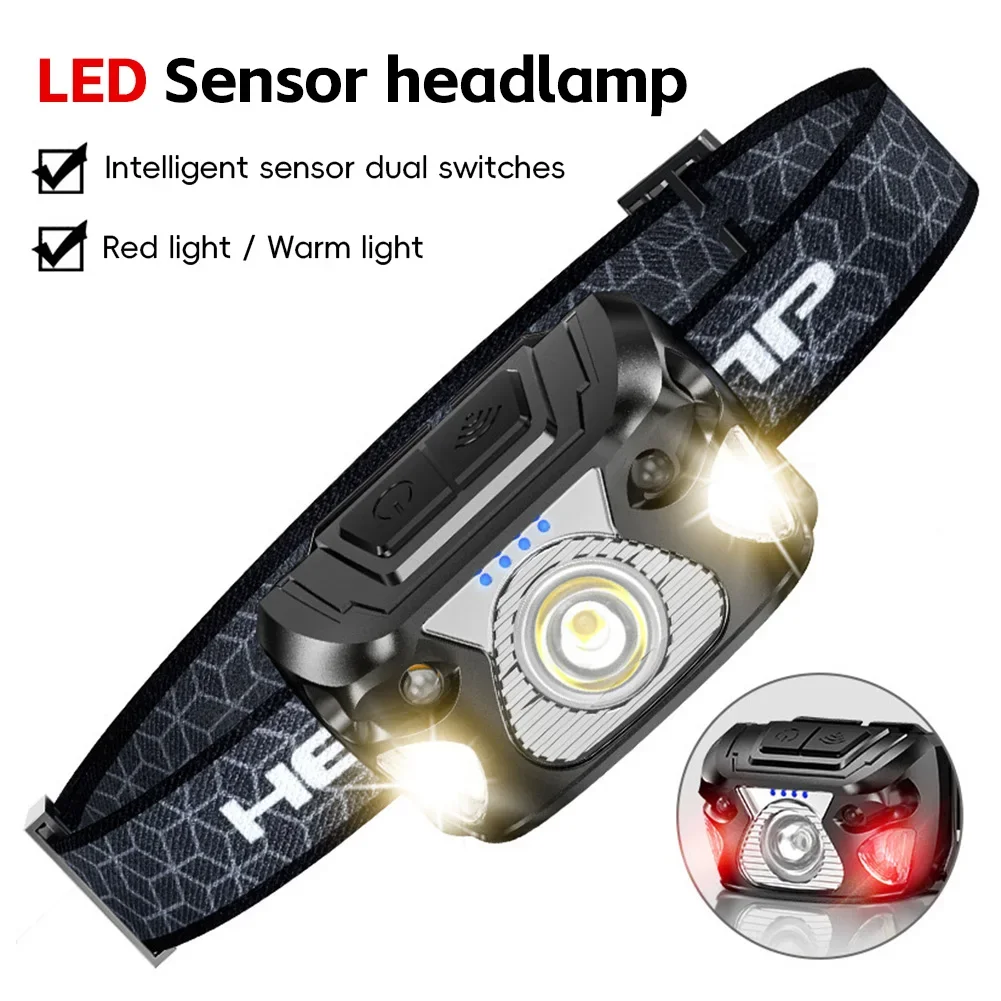1Pc Rechargeable COB LED USB Headlamp Strong Magnetic Powerful Headlight Super Bright Waterproof Head Torch For Outdoor Fishing