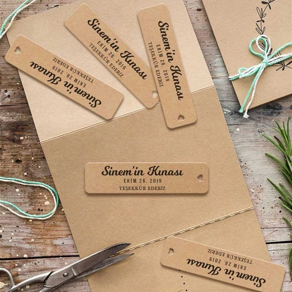 

50Pcs Personalized Wedding Favor Tags With Names And Date Custom Kraft Gift Tags for Birthday Anniversary Baptism Business