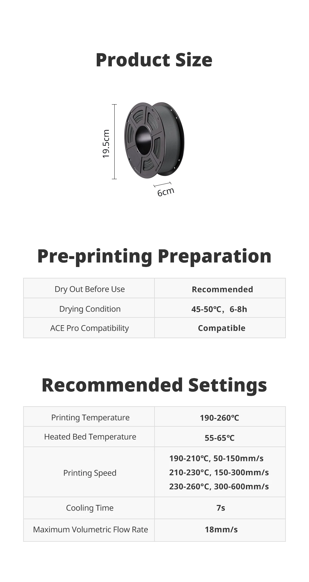 ANYCUBIC Filament High Speed PLA 1KG/Roll 1.75mm Plastic PLA 3D Printer Rubber Consumables Material for KOBRA S1C Series S9d3cc127c8974e0b9813604d2e7a7db8M