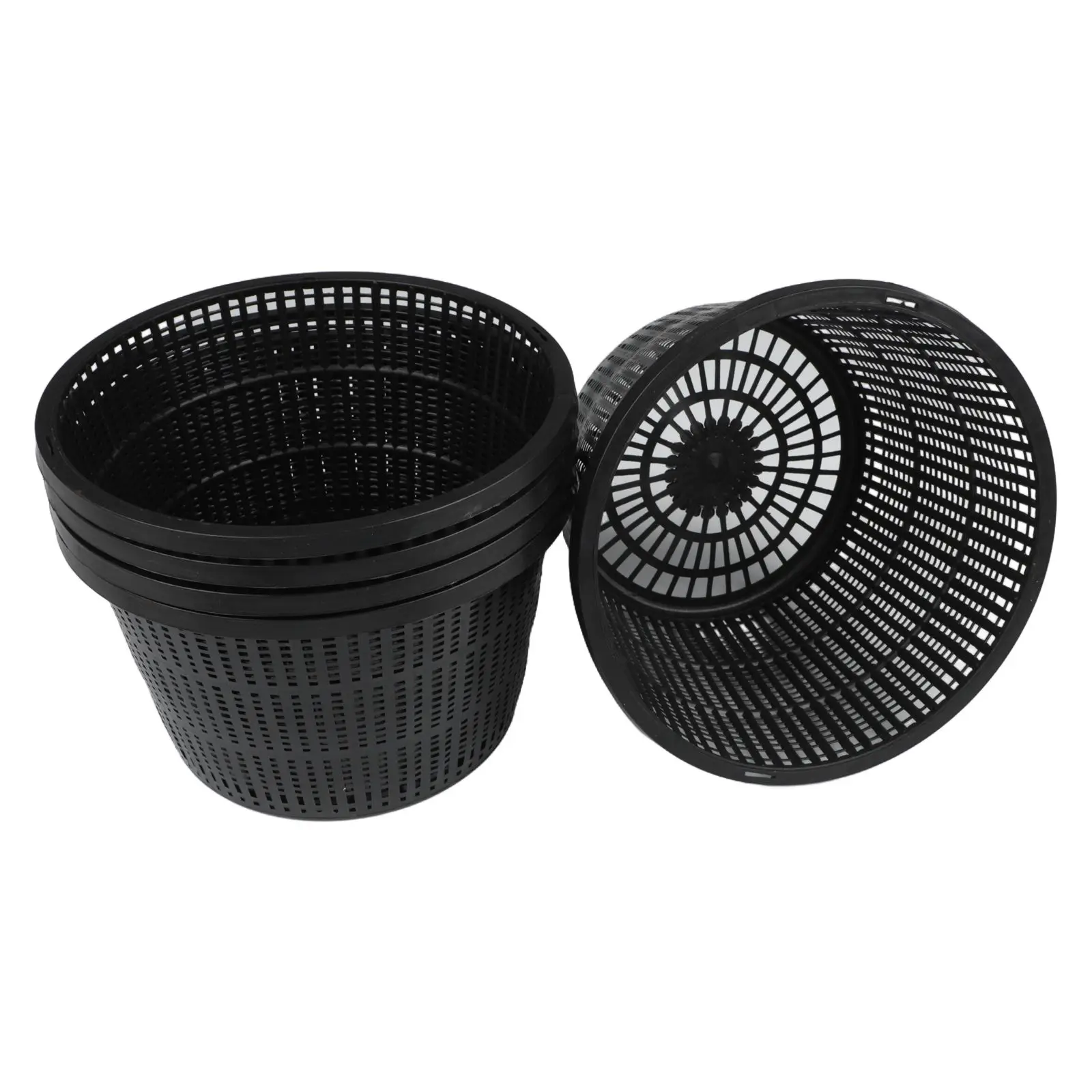 Set of 5 Large 8.3-inch Aquatic Plant Mesh Baskets - Plastic Flower Pot Garden Decor Accessories