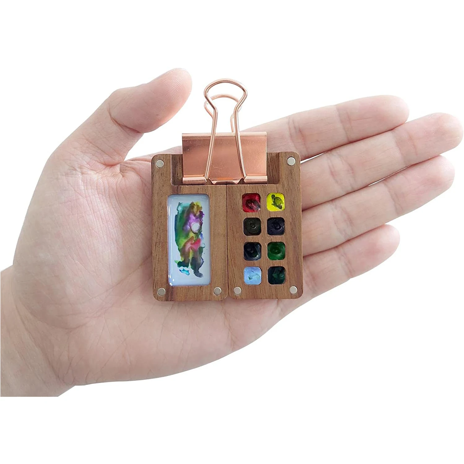 Paint Tray Color Palette Watercolor Palette Portable Travel Wooden Handmade 8 Grid 0.5ml Watercolor Paint Palette Oil Paints Tray Box Empty Box Mini Black Walnut Paint