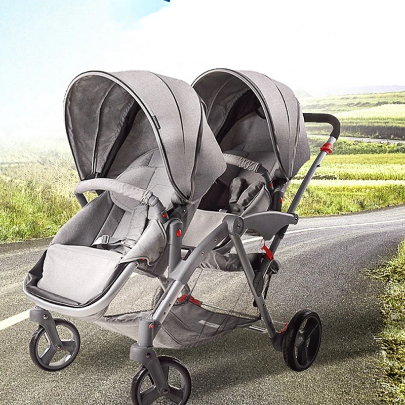 Twin Baby Stroller Folding Carriage,twins stroller baby car Lying and Seating Double Seat strollers multiple child stroller