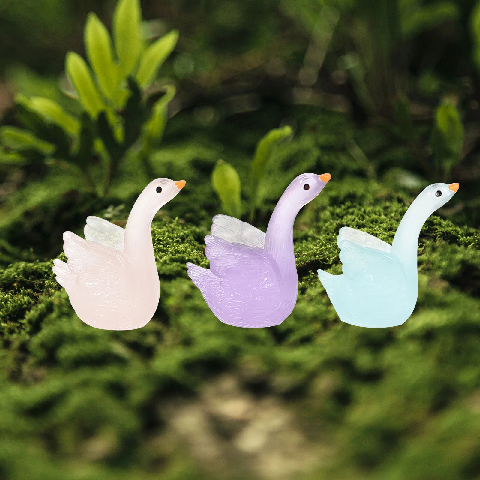 

8 Pcs Swan Ornaments Cutains Miniature Toys Luminous Car Decore Figurine Resin Figurines Cutips