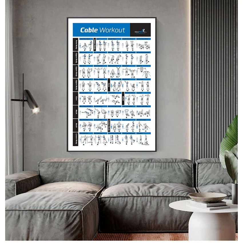 Training Chart Art Wall Poster Print Home Decor Bodybuilding Gym Sport Fitness Dumbbell Poster Kettlebell Workout Exercise