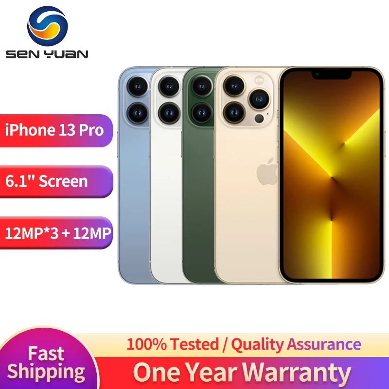 Original Unlocked Apple iPhone 13 Pro 5G Mobile Phone 128GB/256GB Face ID NFC 120Hz 6.1'' OLED A15 Bionic Hexa-Core SmartPhone
