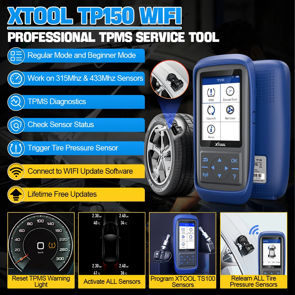 XTOOL TP150 WIFI TPMS Programming Diagnostic Tool Activate All Sensor Work On 315 433MHz Tire Pressure Monitor Read Clear DTCs 2