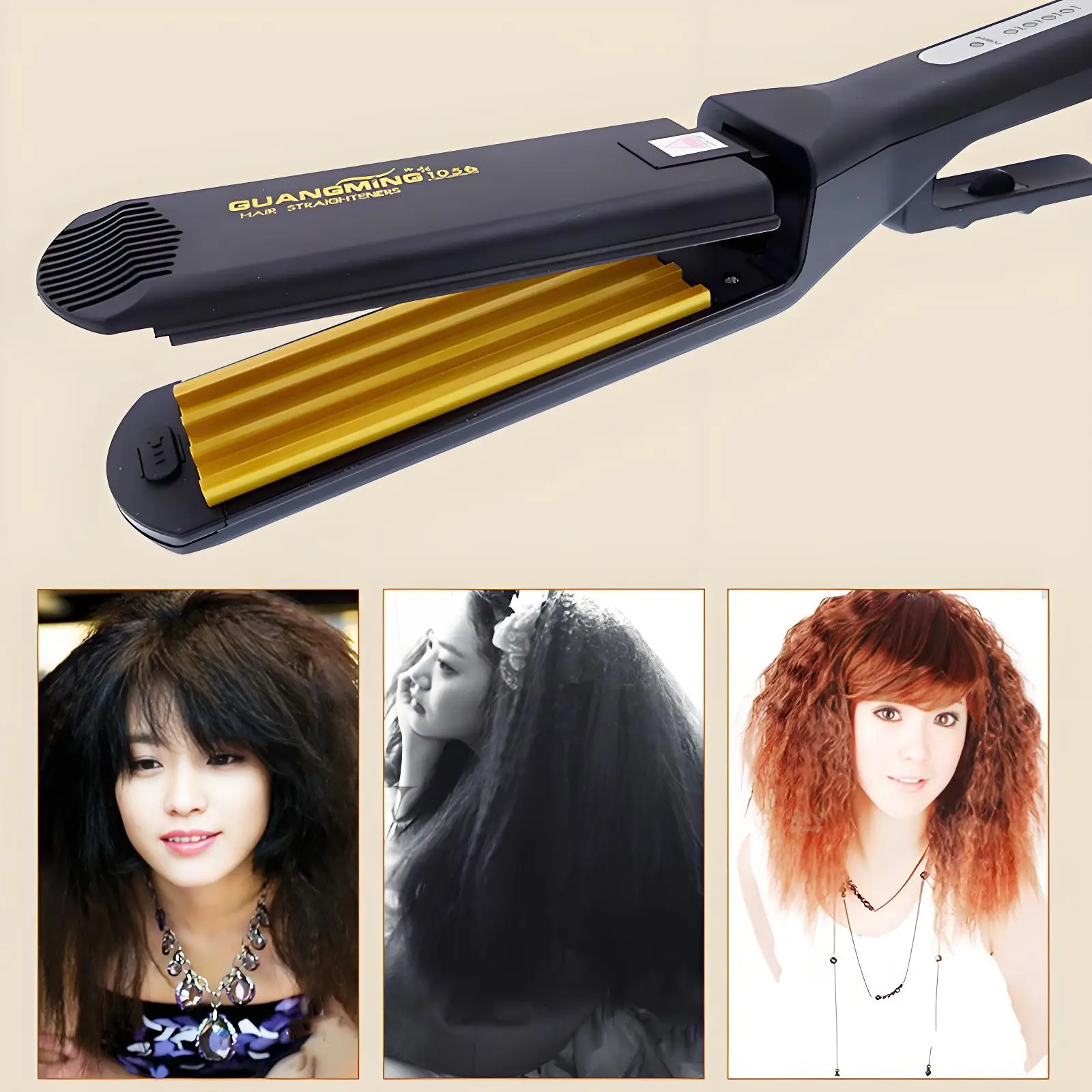 4-in-1 Women Interchangeable Plates Hair Straightener Crimping Iron Crimper Hair Styling Tool deep wave Straightening Iron