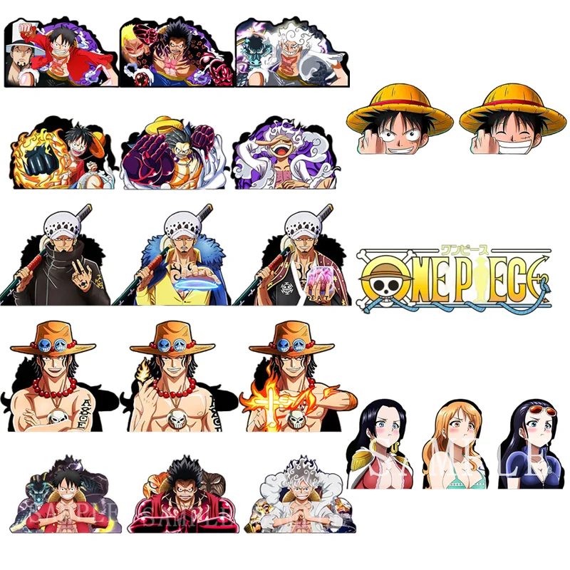 

One Piece Series Combination Complete Works Sports 3D Gradient Stickers Anime Peripherals Suitable for Car Notebooks, Etc.