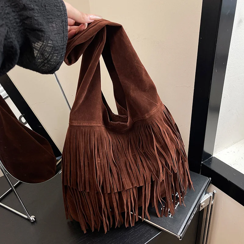 Suede Tassel High Quality Faux Shoulder Bags Fashion Large Capacity Sense of Luxury Popularity Women's Tote Bags Casual New