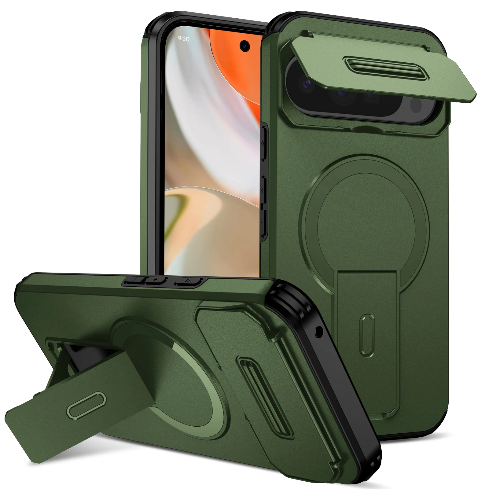Premium Armor Case with Slide Camera Lens Protector and Magnetic Wireless Charging Compatibility