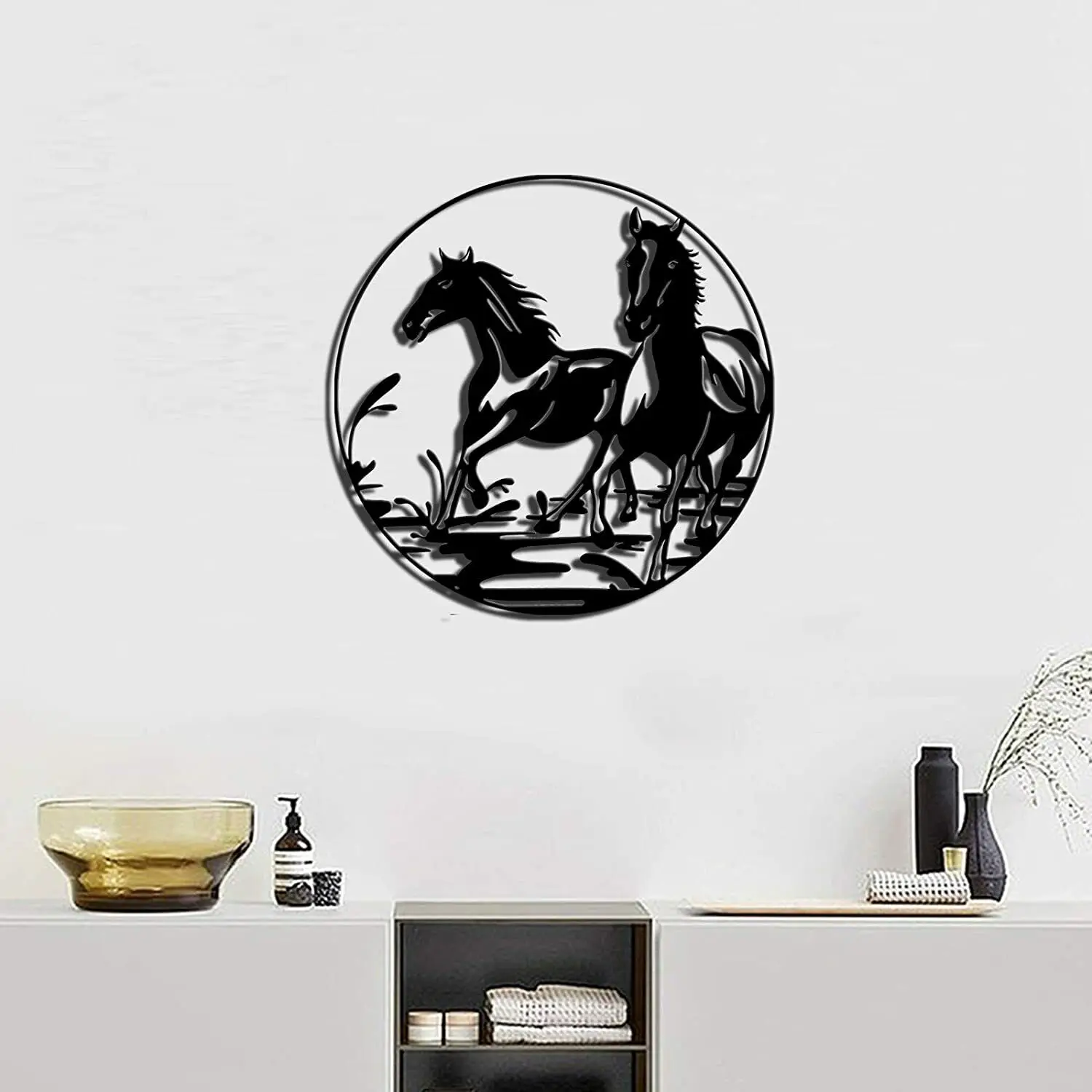 

Vintage Running Horses Metal Wall Art Vintage Farmhouse Animal Wall Sculptures Living Room/Home Decoration