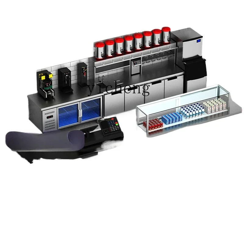 XMH milk tea shop equipment full set of water bar counter commercial refrigeration freezing workbench freezer coffee console