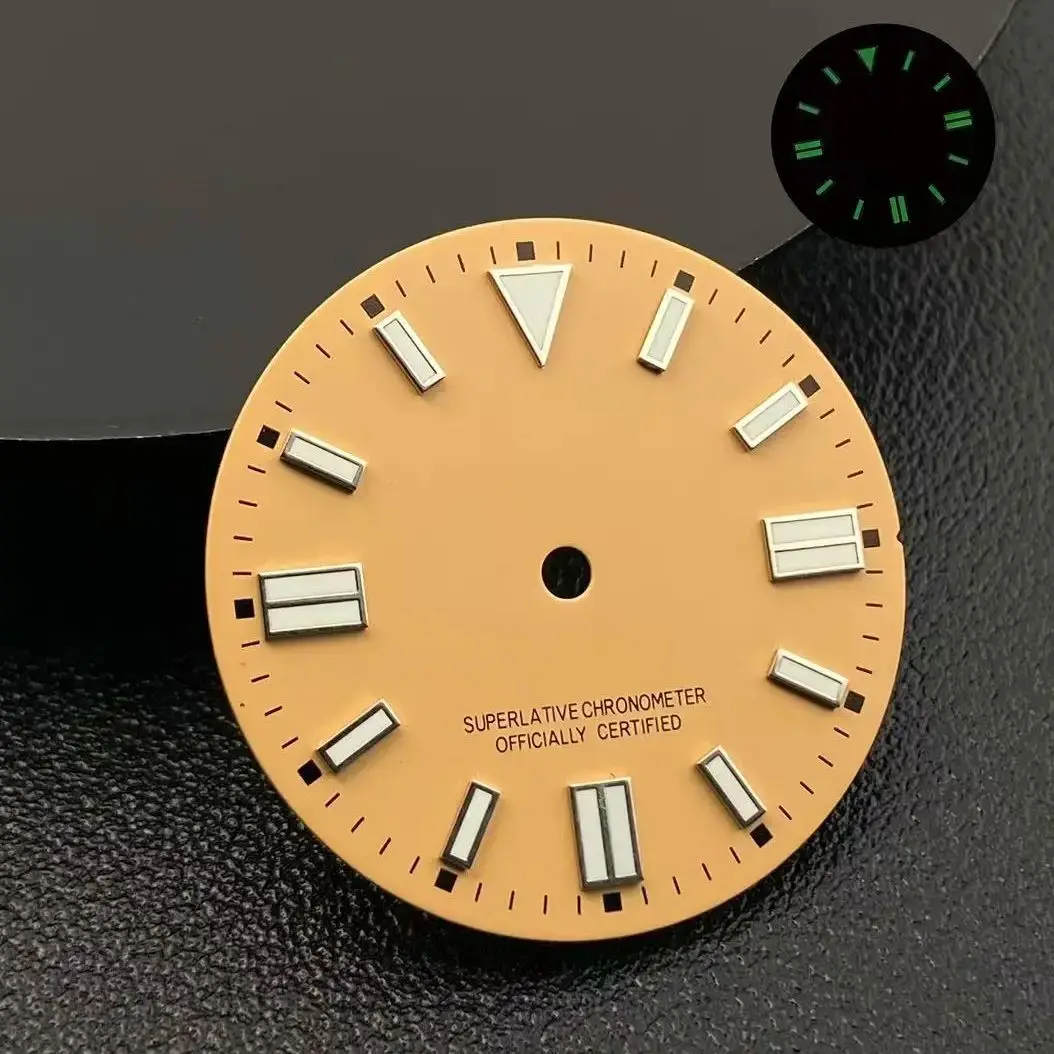 Luminous Green Dial - 28.5mm Double Pin No Date for Watch Crafting and Modification