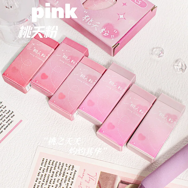 6 pz/set gomme da cancellare a colori sfumati semplicità gomme da cancellare a matita tinta unita per bambini ragazzo ragazza carino studente forniture ritorno a scuola