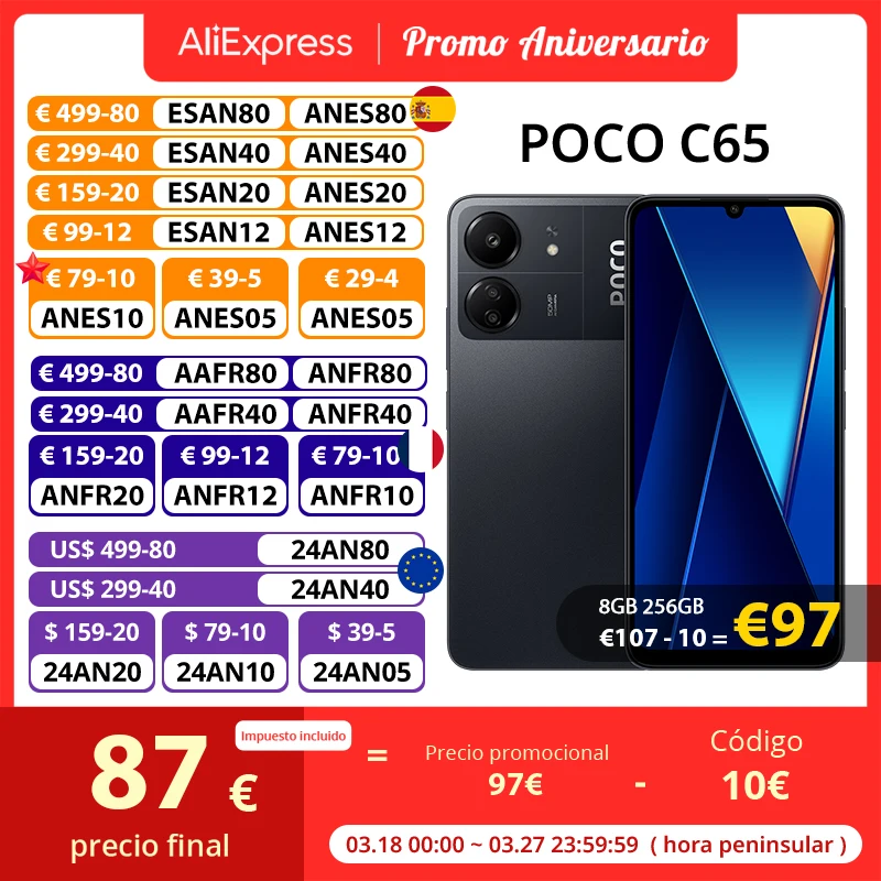 104.16€ 41% OFF|Globale Version poco c65 media tek helio g85 6.74