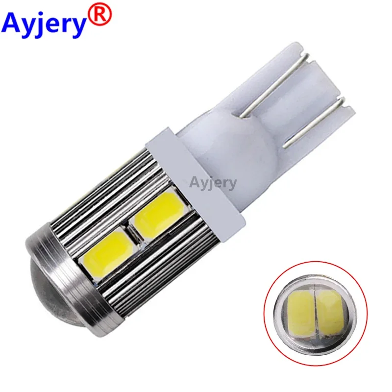 

AYJERY 100PCS 12V T10 W5W 2825 158 Light Bulbs Side Marker Trunk Lights 194 168 For Car License Plate Lamp 5630 10 SMD White