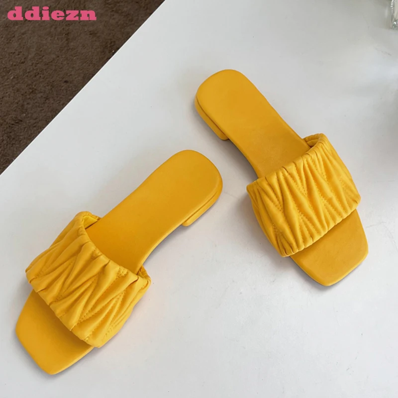 

Slippers Women Flip Flops Summer Spring Casual Slides Black 2023 New In Female Shoes Ladies Outside Square Toe Flats Sandals