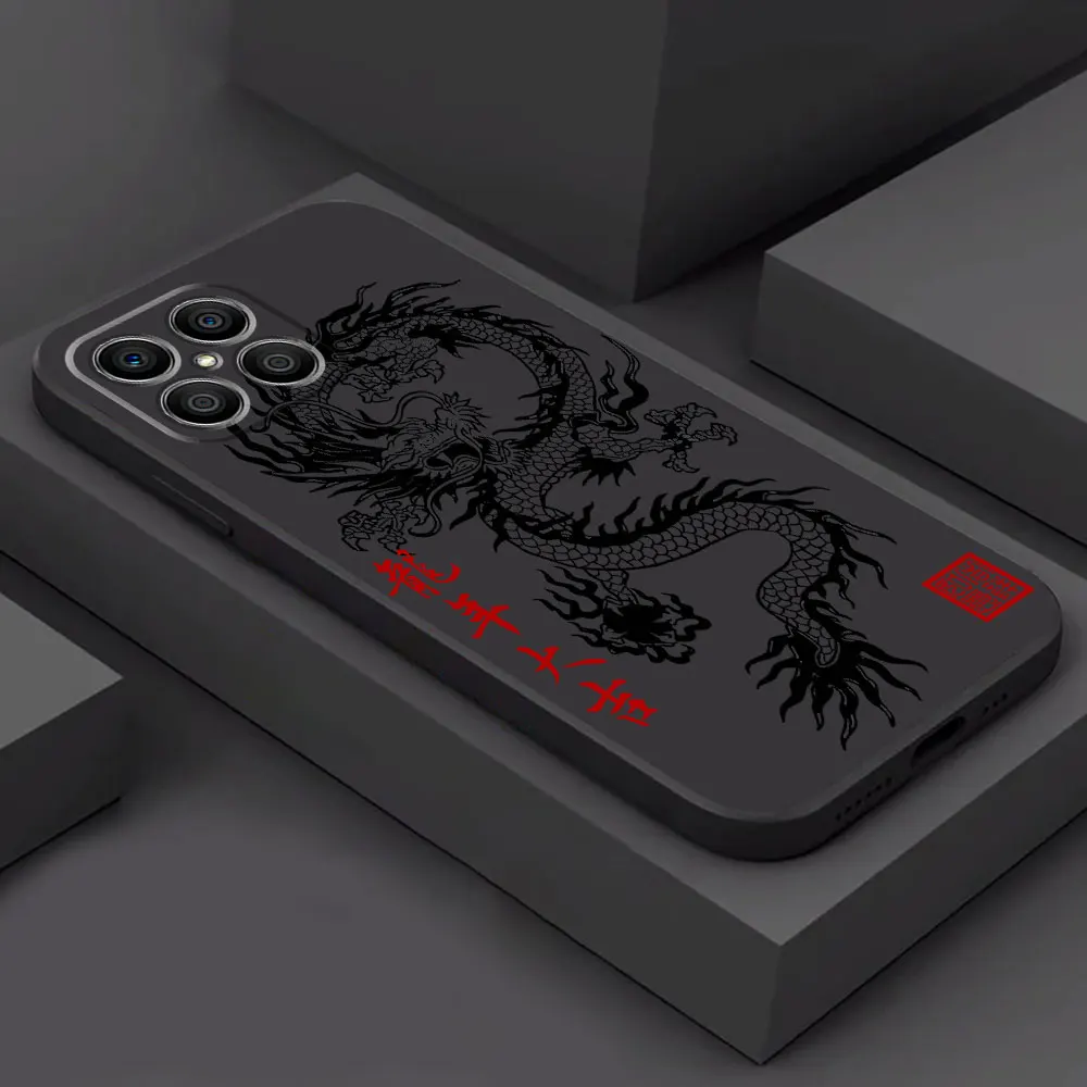 Black Soft Shockproof Phone Case with Chinese Dragon Design