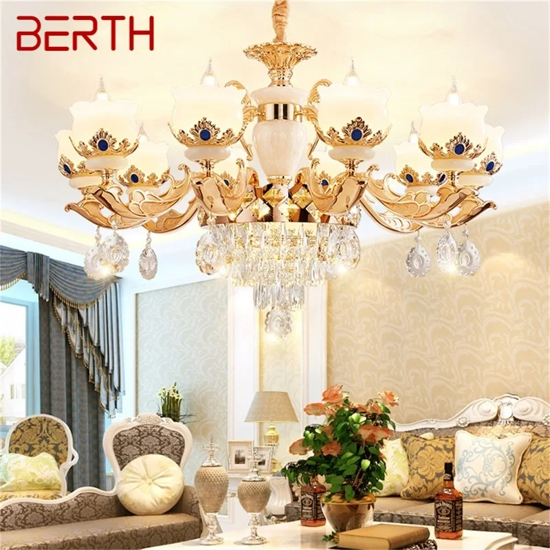 

BERTH Modern Chandelier Luxury Gold Crystal LED Candle Pendant Lamp for Home Living Room Bedroom Fixtures Decoration