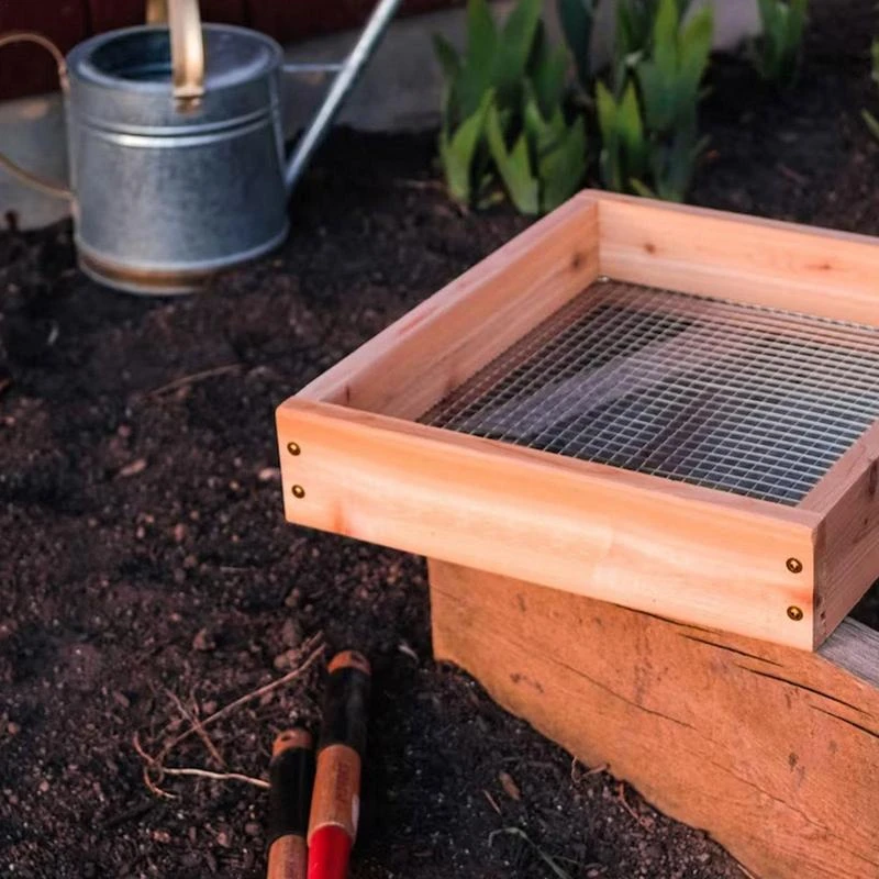 Soil Sifter Solid Wooden Gravel Sifter Compost Soil Screen Sifter Wood