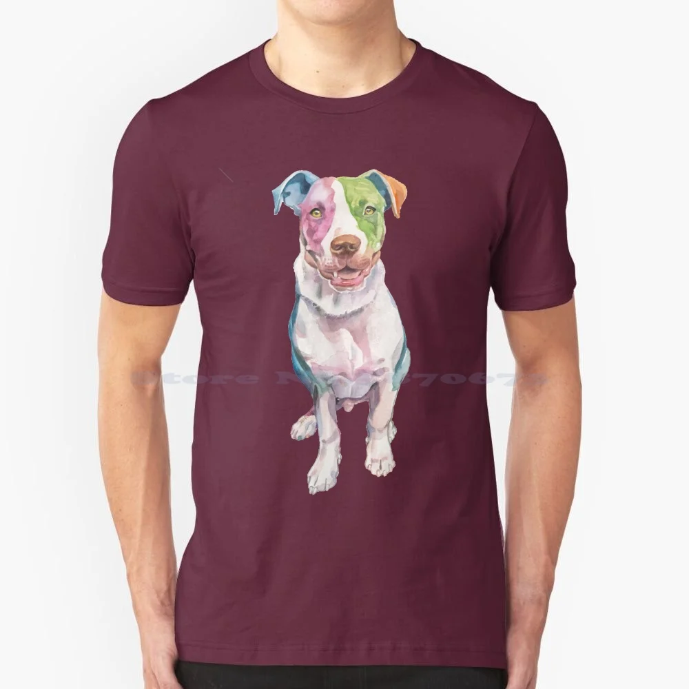 Maglietta 100% Cotone Tee American Bull Terrier Pitbull Bully Pitty Pibble Positivelydogstreet Dogart Dog Art Dogpainting Dog