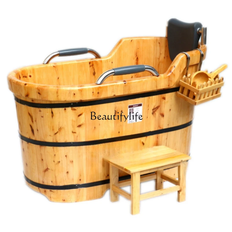 

Armrest Cedar Sitting Lying Type Household Bath Bucket Wooden Barrel Solid Wood Bathtub Bath Basin
