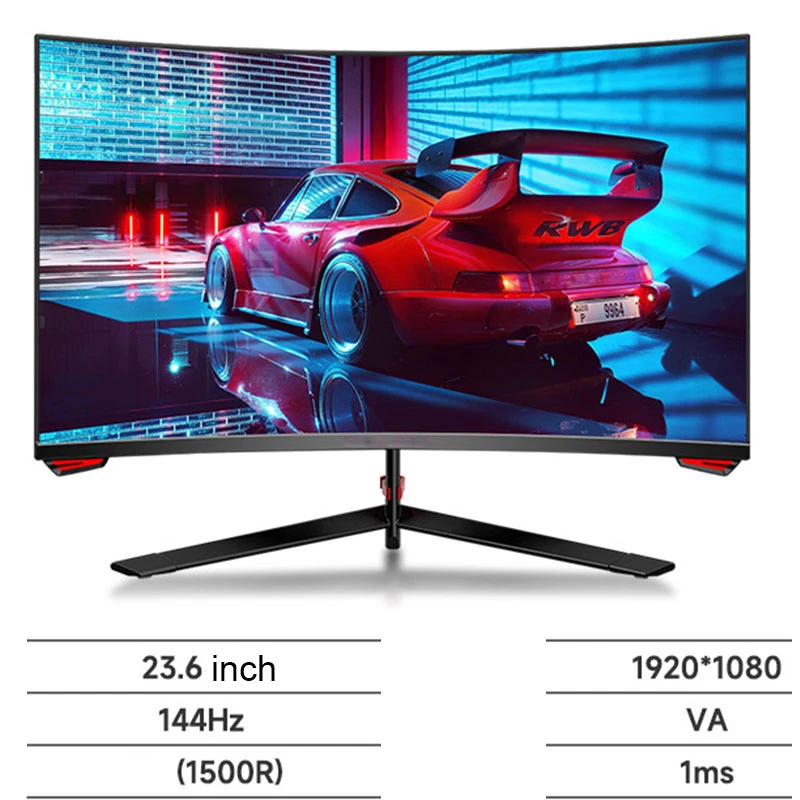 24 Inch Computer Monitor 144hz 1500r Curvature Display 1ms Async For