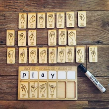 

Wooden Sign Language Puzzle Kids English Sigh Language Puzzle Drawing Board Toys Learning Educational Drawing Toys for Children