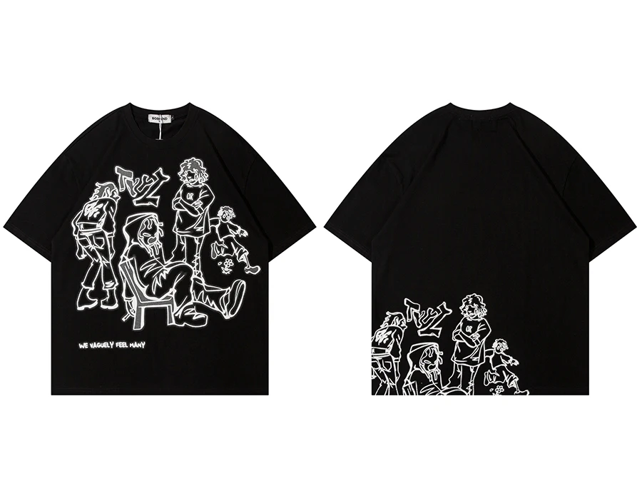 Aelfric Eden Mens Casual Y2K Cartoon Line Character Print T
