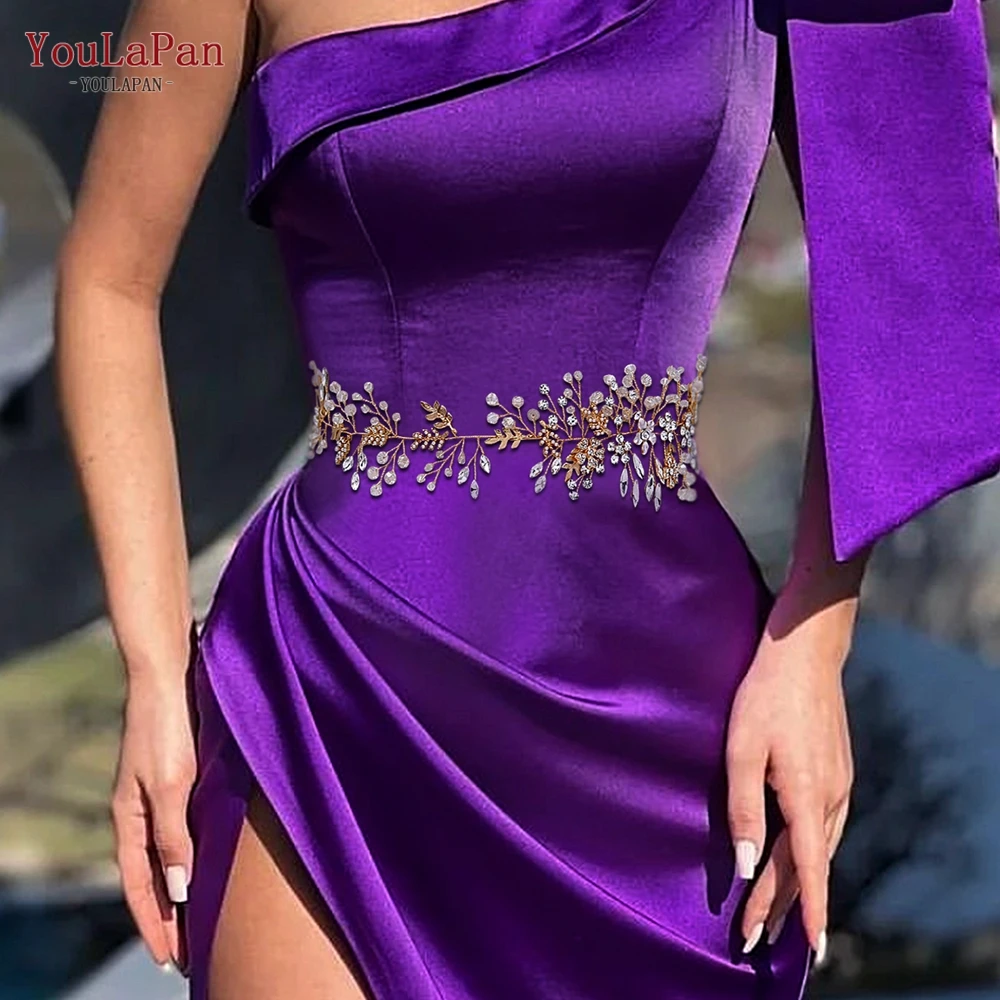 

YouLaPan Evening Dress Belt Woman Alloy Flower Crystal Belt Wedding Bride Waist Decoration Fashion Party Bridal Sash SH235