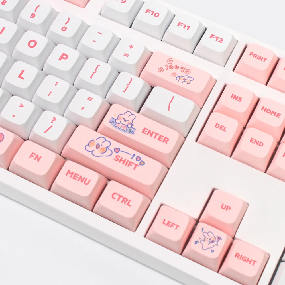 Kawaii Pink Bunny Pastel XDA Profile Keycaps (129 Keys)