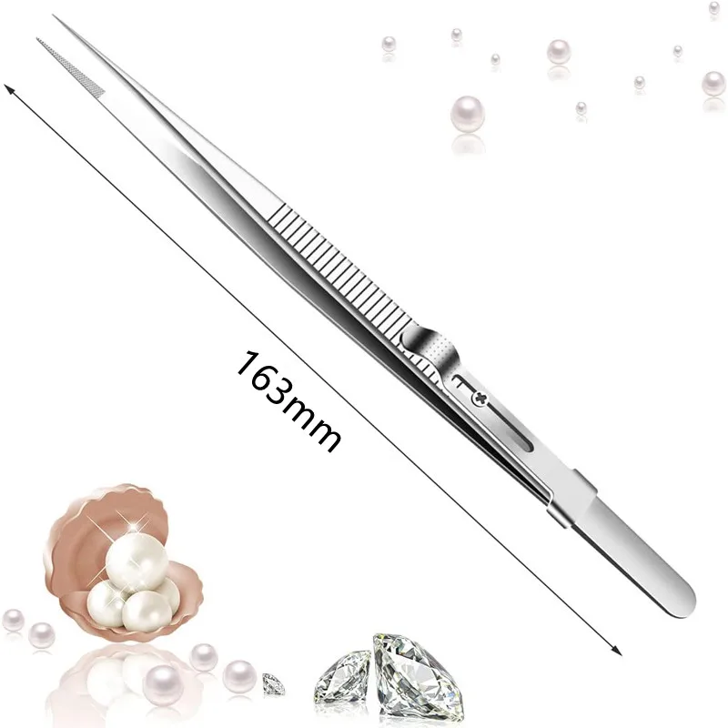 1/2pcs Stainless Steel Fine Tipped precision tweezers Multipurpose Straight Curved Non-Slip Locking Tweezer for Jewelry