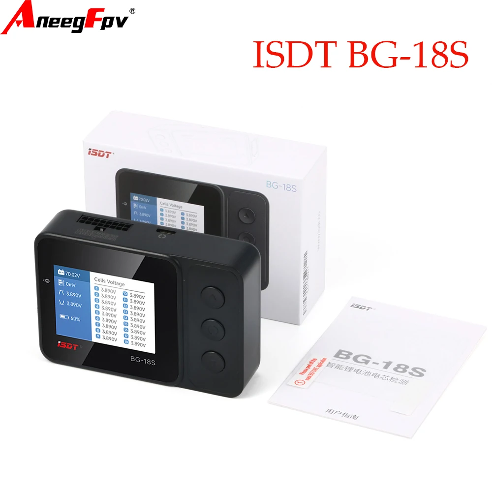 ISDT BG-18S Проверка батареи 1-18S LiPo LiFe LiHv Тестер напряжения батареи Измеритель емкости для радиоуправляемого вертолета, самолета, автомобиля