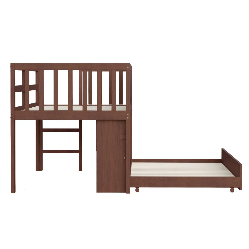 90x200cm ausziehbares Bett, mit Graffiti-Brett und offenem Stauraum, Kinder-Etagenbett aus Massivholz mit Kletterleiter, (ohne Matratze) – Detail 29