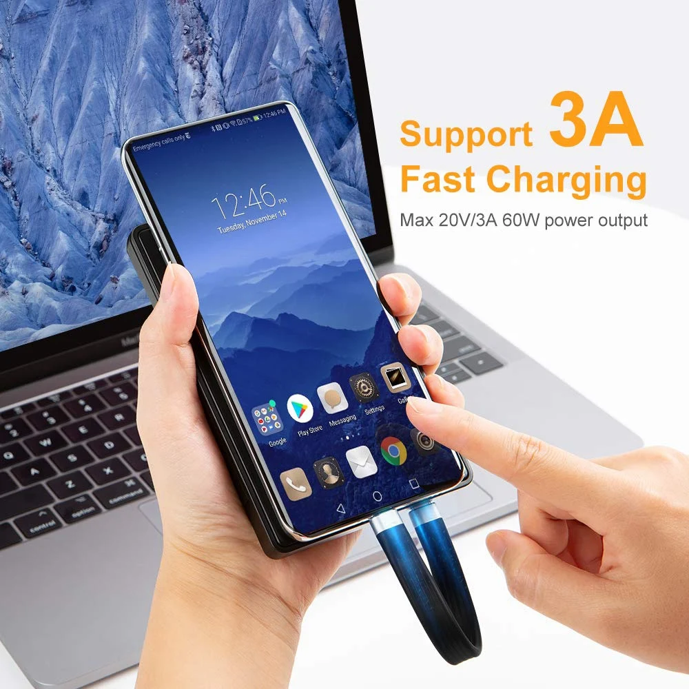 4K USB-C 3.1 Gen 2 Cable 10G Emark Chip Short Type C USB-C to Video Sync Charger Cable PD 60W 4K Video