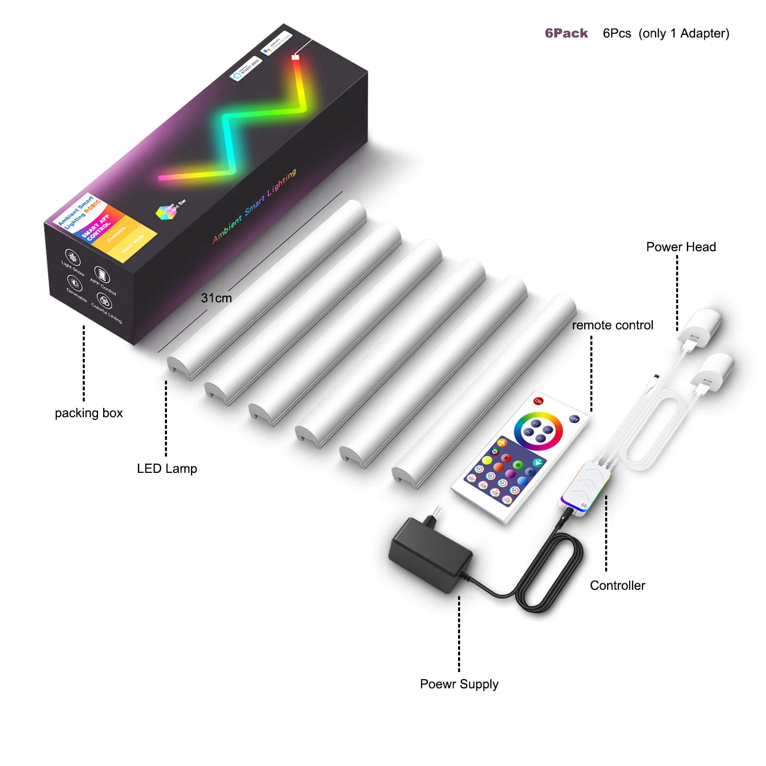 Intelligent Creative RGBIC Splicing Wall Lamp Remote Control Music Sync Smart LED Light Bedroom Decoration Atmosphere Lamp 2