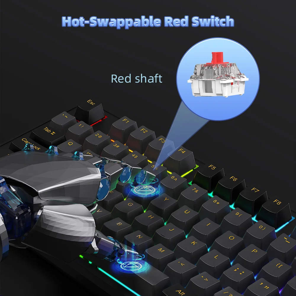 NPET 87 Keys RGB Mechanical Keyboard, Wired 20+ Backlit Modes, Ergonomic Hot Swappable Design, Suitable For Gaming And Office 6