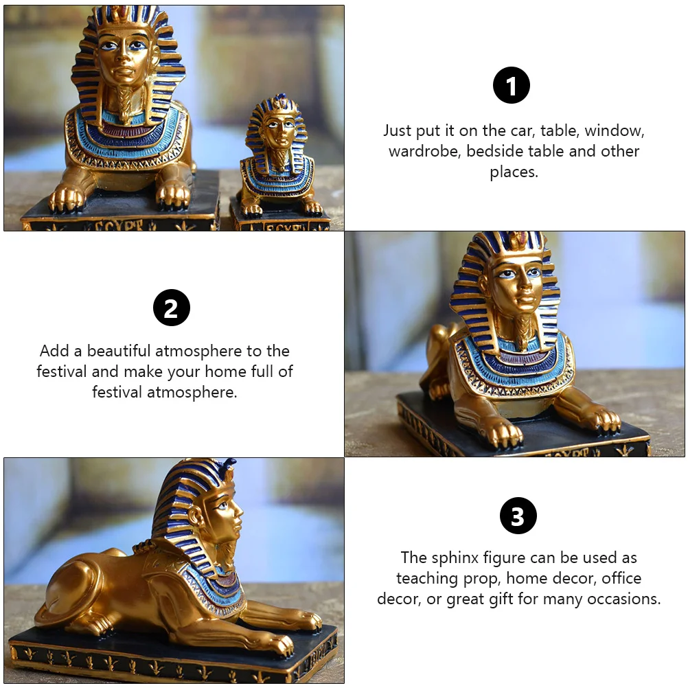 Egyptian spinxの置物,彫刻,樹脂,伝統的な金のフォーク