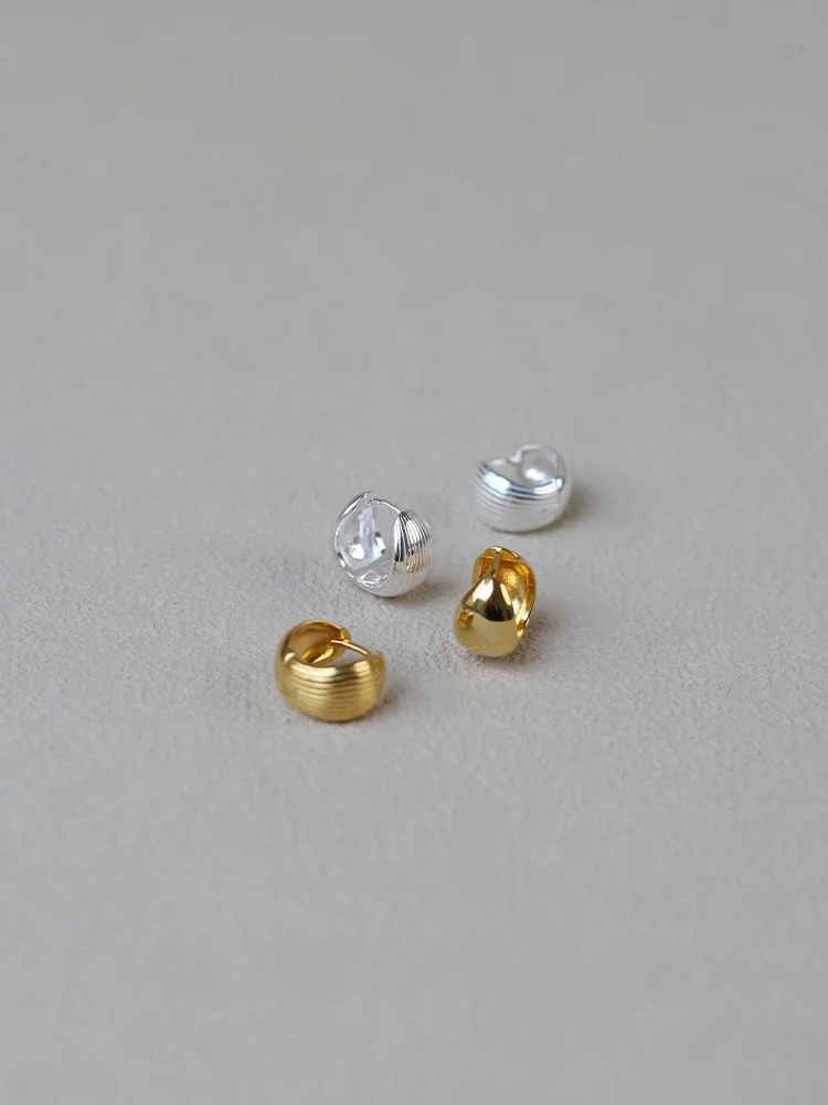 Sophie Buhai Double-Sided ell Flip Earrings Simple S925 Sterling Silver Earring Hoops Korean Sle Fre out Faion Jewelry