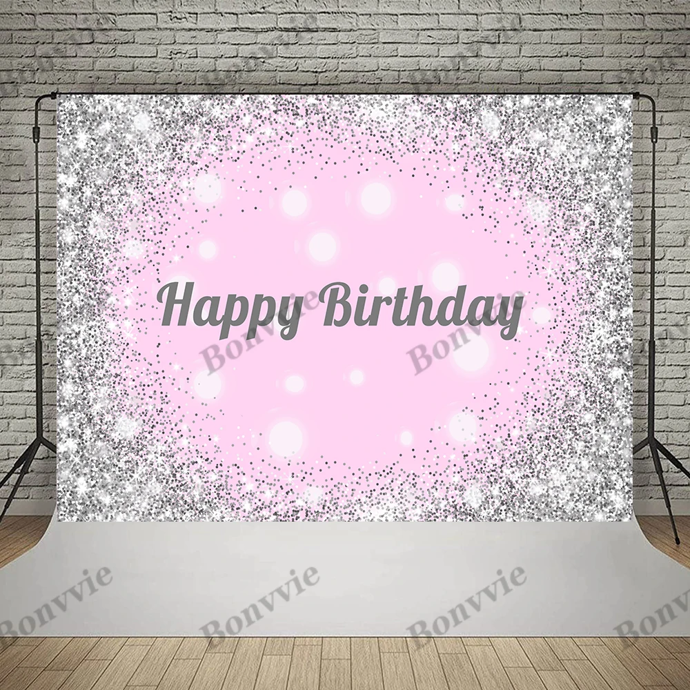 Nome personalizado Gold Silver Glitter Backdrops, Birthday