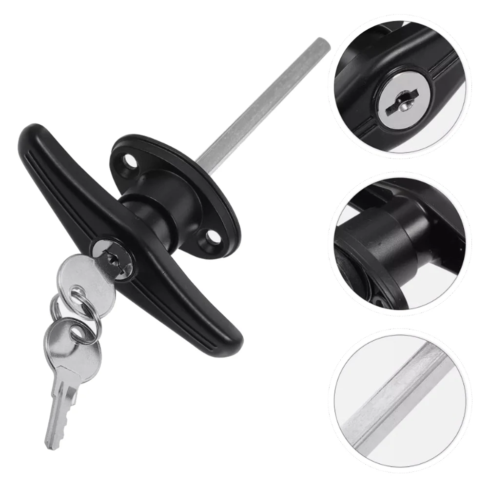 Description Picture 6 of itemDoor Lock Garage Handle T Locking Replacement Shed Hardware Handles Keyed Kit Outside Gate Universal Assembly Key
