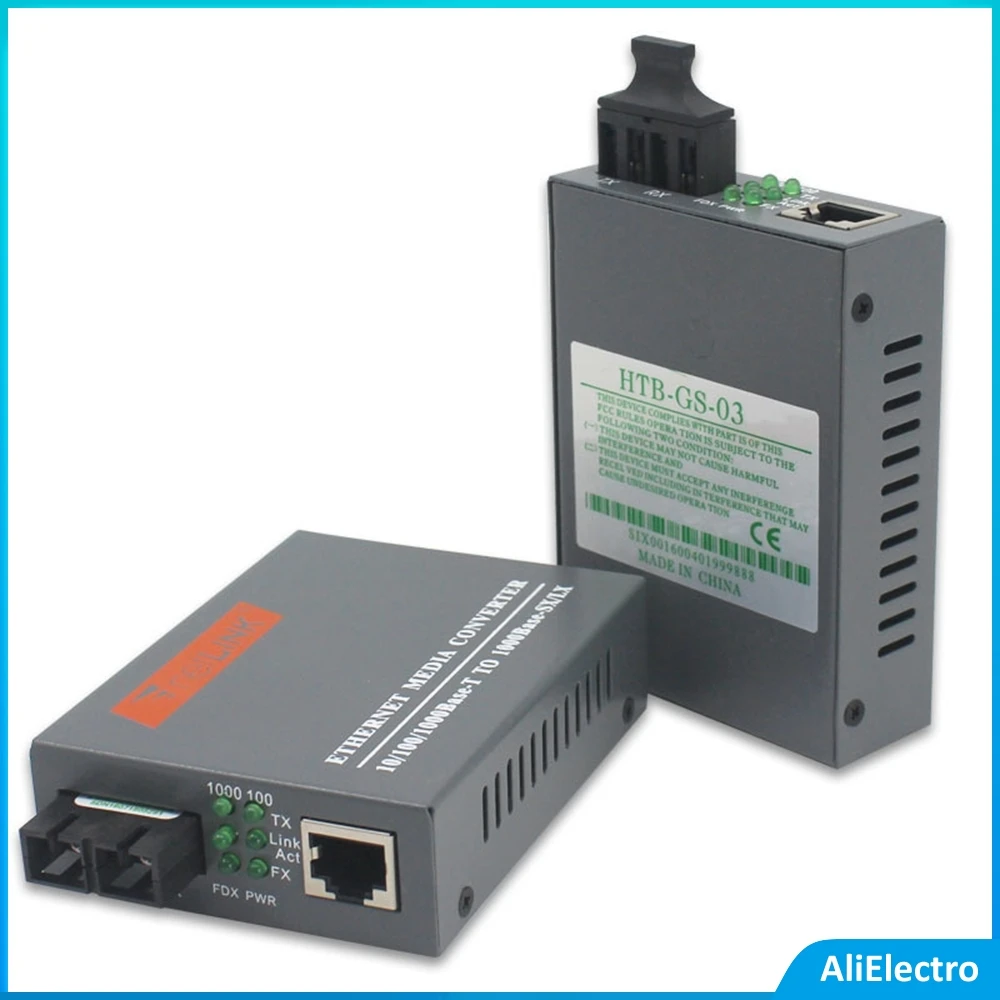 

1 Pair HTB-GS-03 A/B Gigabit Fiber Optical Media Converter 1000Mbps Single Mode Single Fiber SC Port 20KM