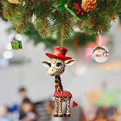 Festive Cartoon Giraffe Christmas Hanging Decoration for 2pcs (B)